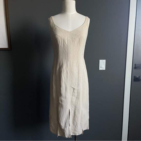 Vintage Escada Beige Linen Dress - Picture 1 of 10